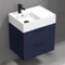 Blue Bathroom Vanity, Modern, Wall Mounted, 24